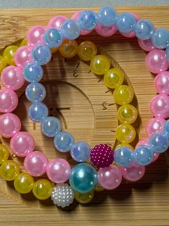 Jewelry - Pastel Beaded Bracelet Stack 3-Pc Iridescent Mermaidcore Summer Gift